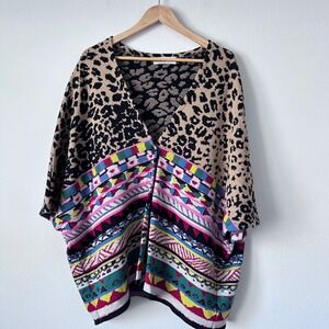 Aldomartins Size Medium Leopard Print Boho Doleman One Button Cardigan